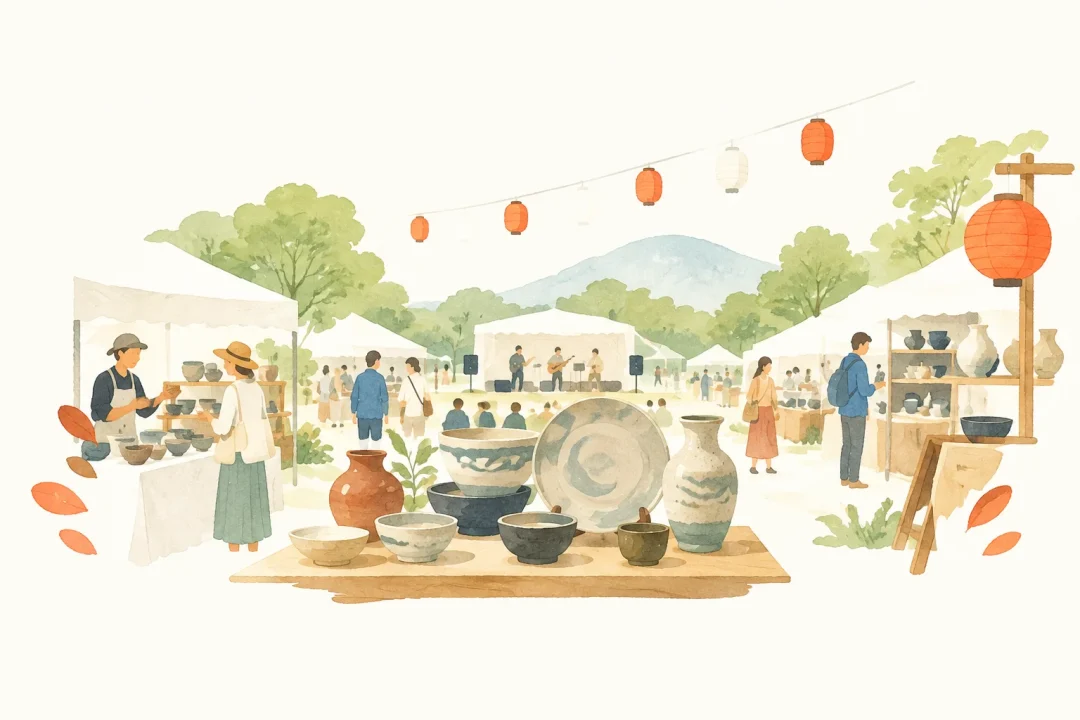 笠間の陶炎祭をテーマにした祭りのイメージ