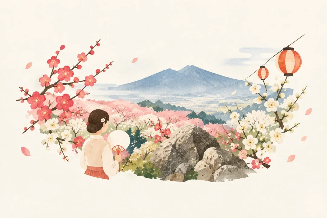 筑波山梅まつりをテーマにした祭りのイメージ