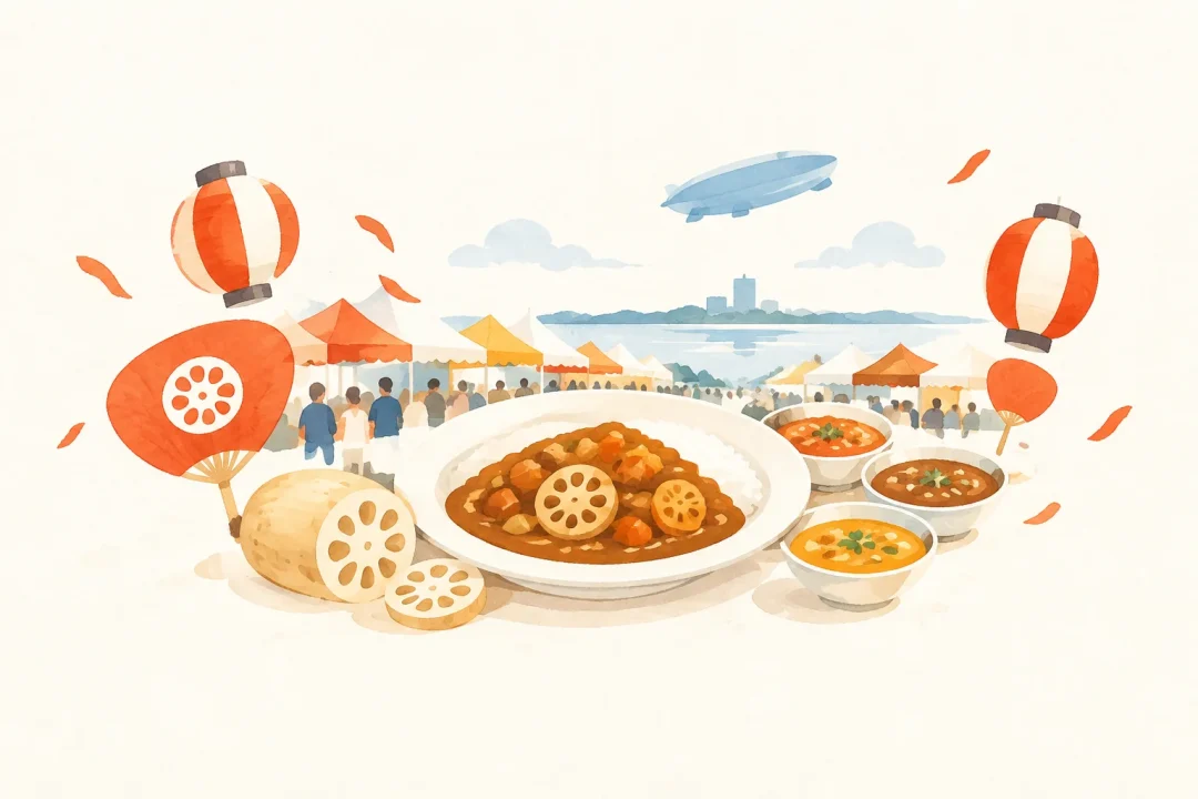 土浦カレーフェスティバルをテーマにした祭りのイメージ