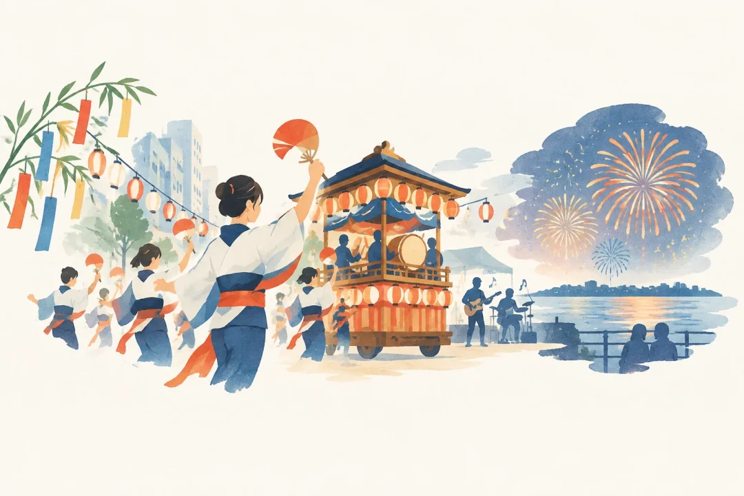 土浦キララまつりをテーマにした祭りのイメージ