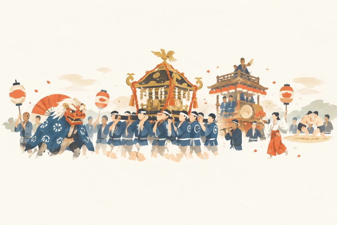 常陸國總社宮大祭をテーマにした祭りのイメージ