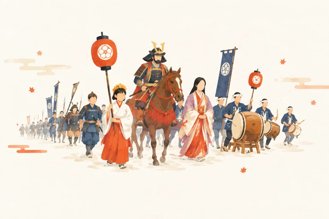将門まつりをテーマにした祭りのイメージ