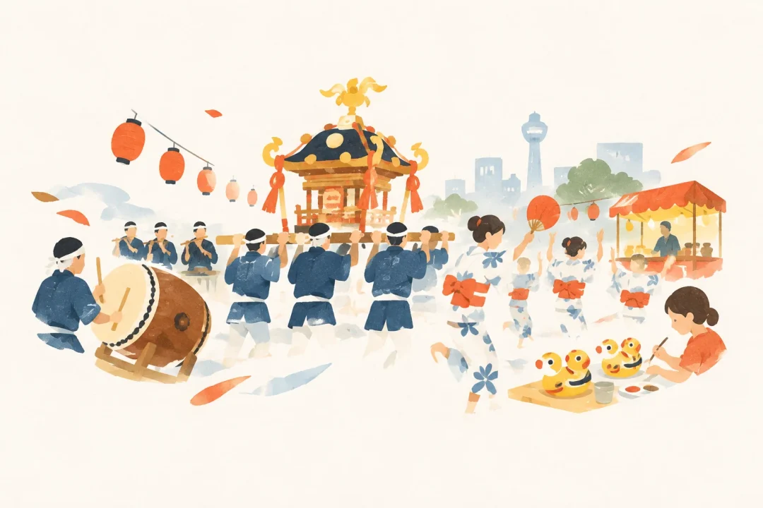 ふるさと宮まつりをテーマにした祭りのイメージ