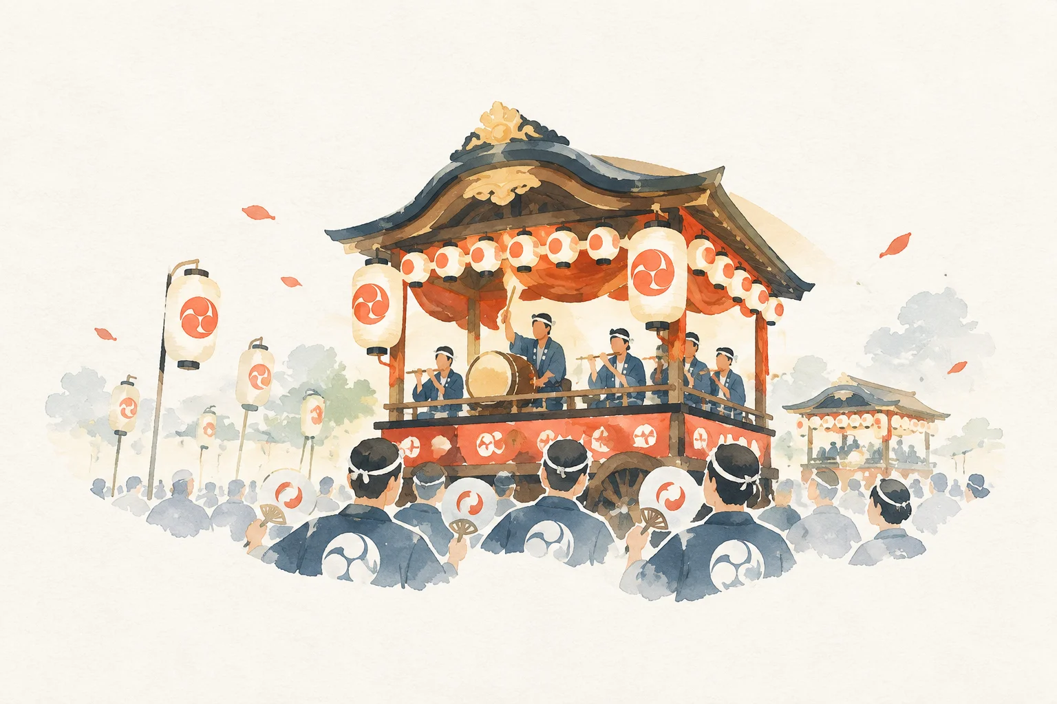 花輪ばやしをテーマにした祭りのイメージ