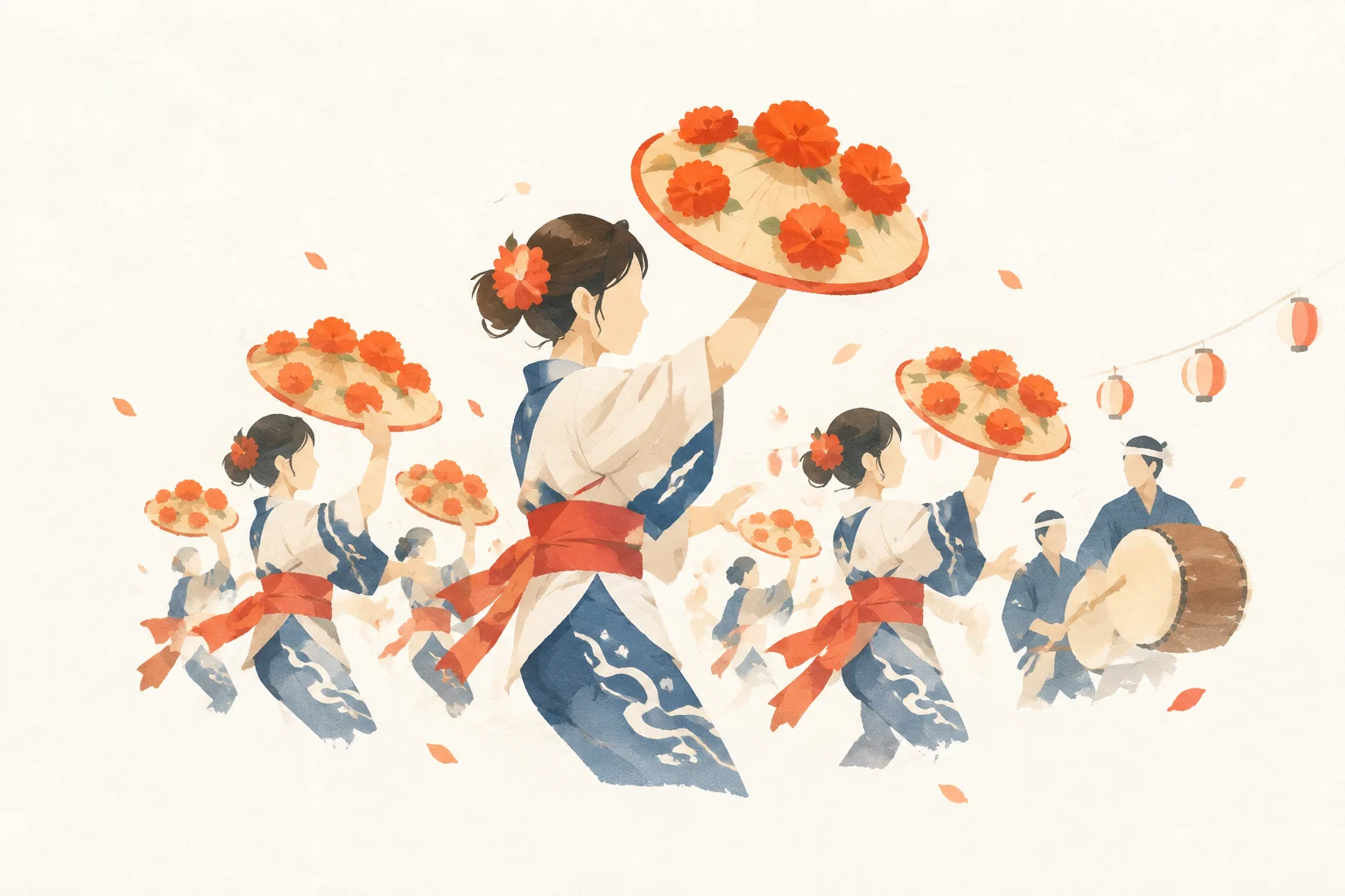 山形花笠まつりをテーマにした祭りのイメージ