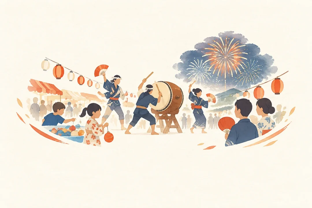 新里まつりをテーマにした祭りのイメージ
