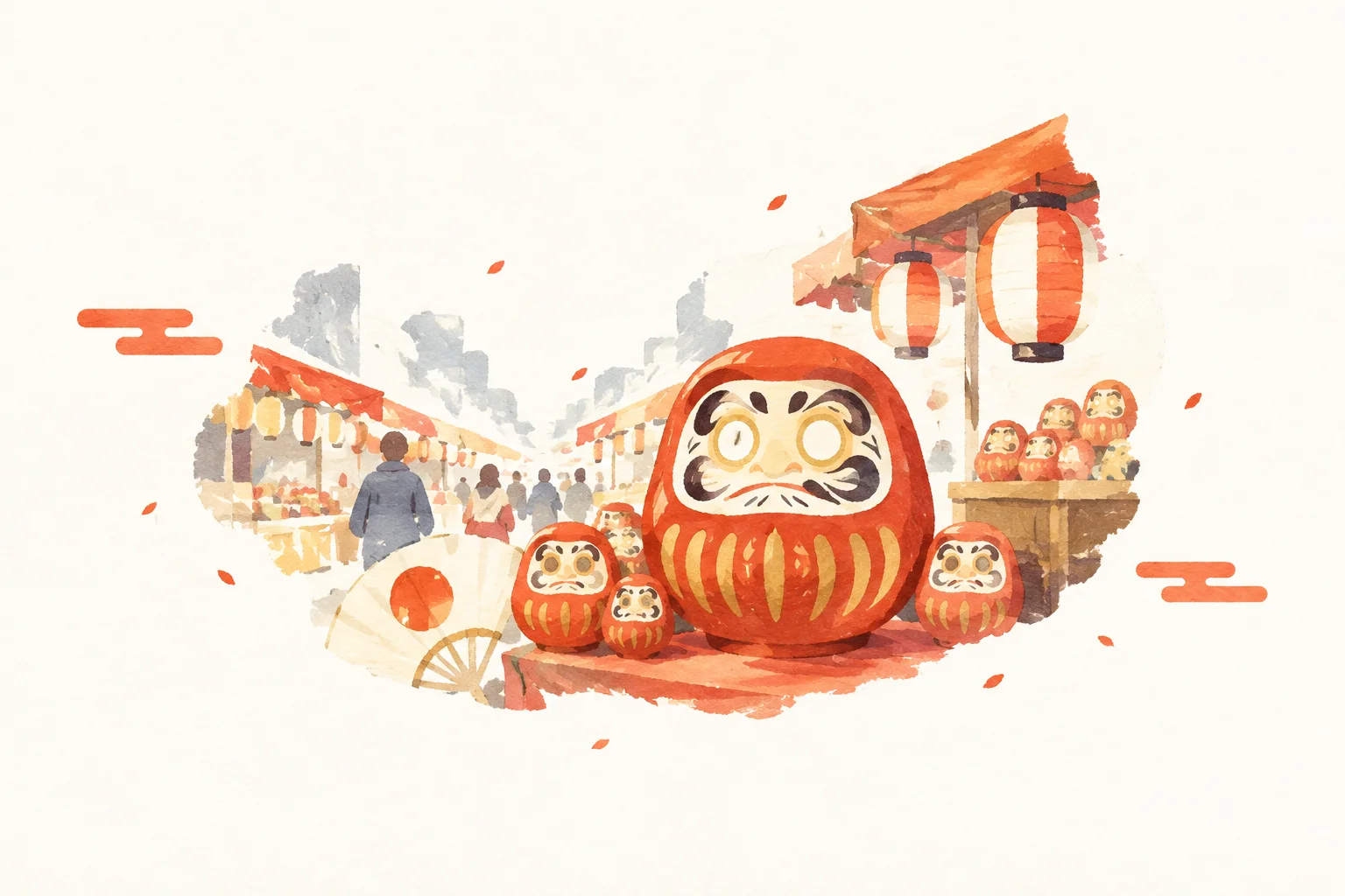 Festival-themed illustration of the Maebashi Hatsukaichi Festival
