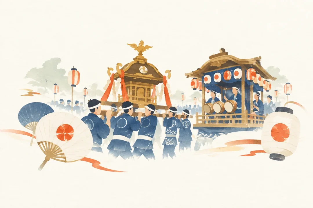 熊谷うちわ祭をテーマにした祭りのイメージ