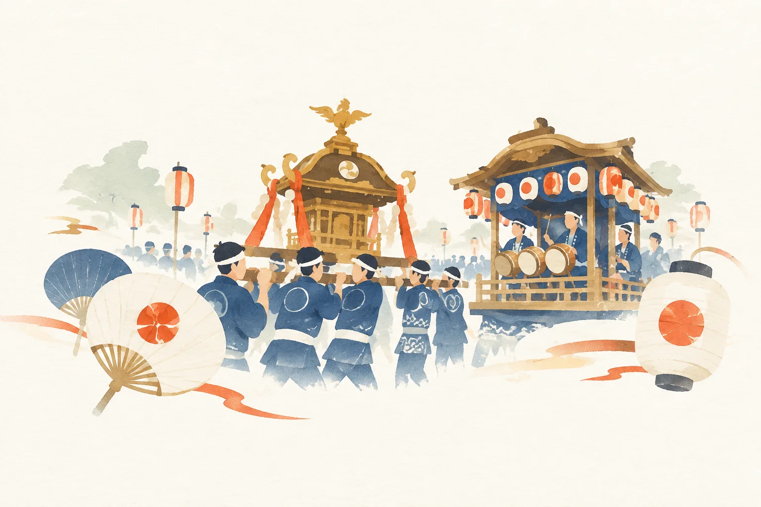 An illustration themed around the Kumagaya Uchiwa Festival