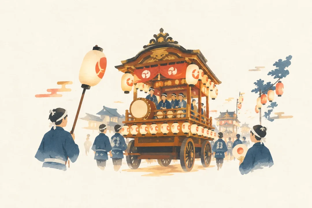 本庄まつりをテーマにした祭りのイメージ