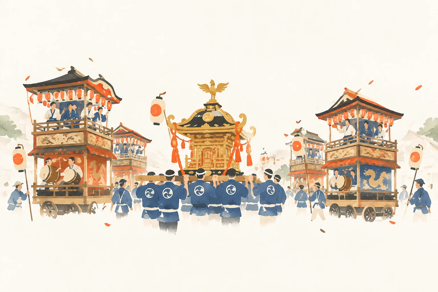 以小见川祇园祭为主题的祭典形象图