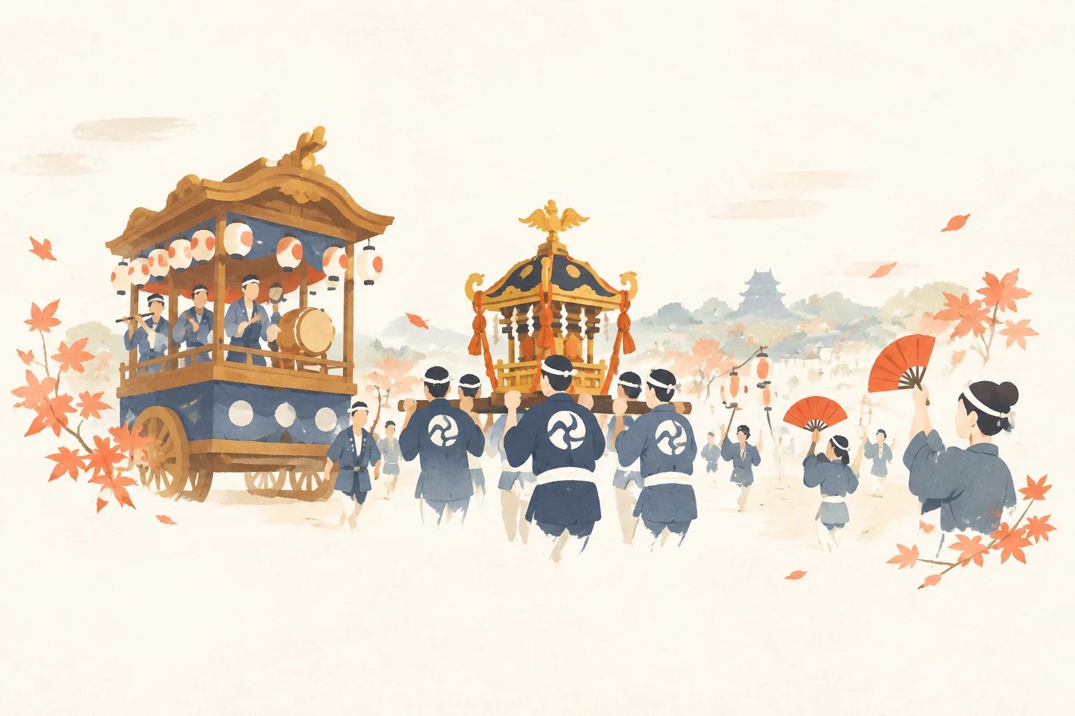 An illustration of a festival themed around Sakura Autumn Festival
