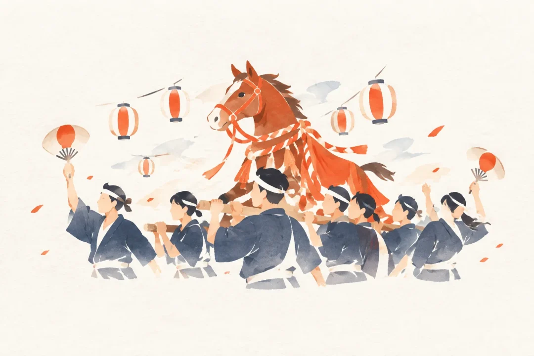 赤羽馬鹿祭りをテーマにした祭りのイメージ