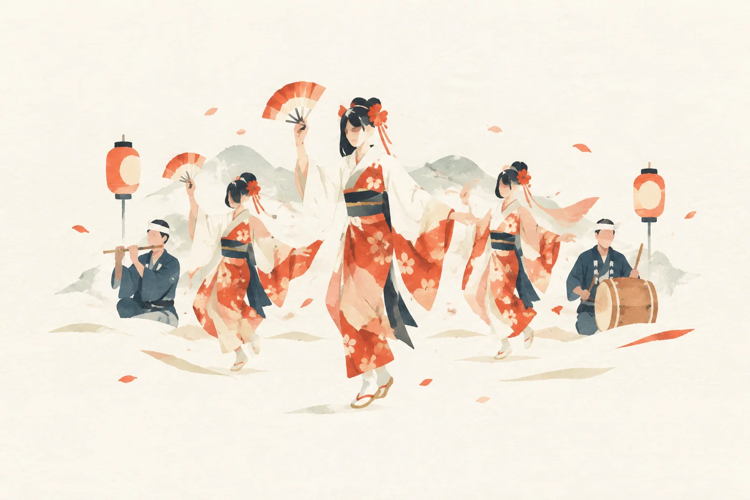 An illustration representing a festival themed around Kashima Odori of Ogouchi