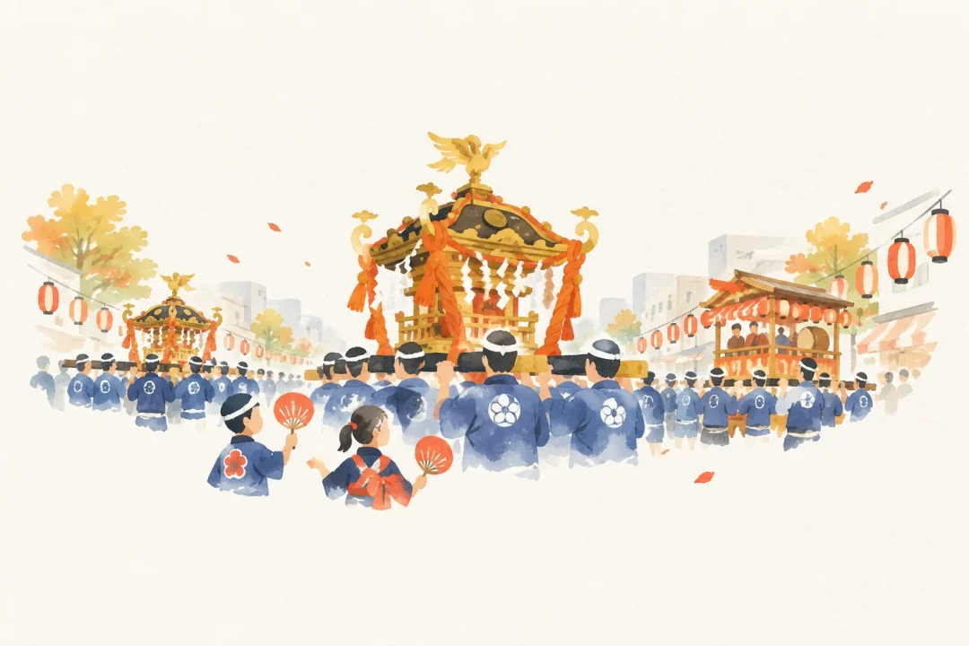 吉祥寺秋まつりをテーマにした祭りのイメージ