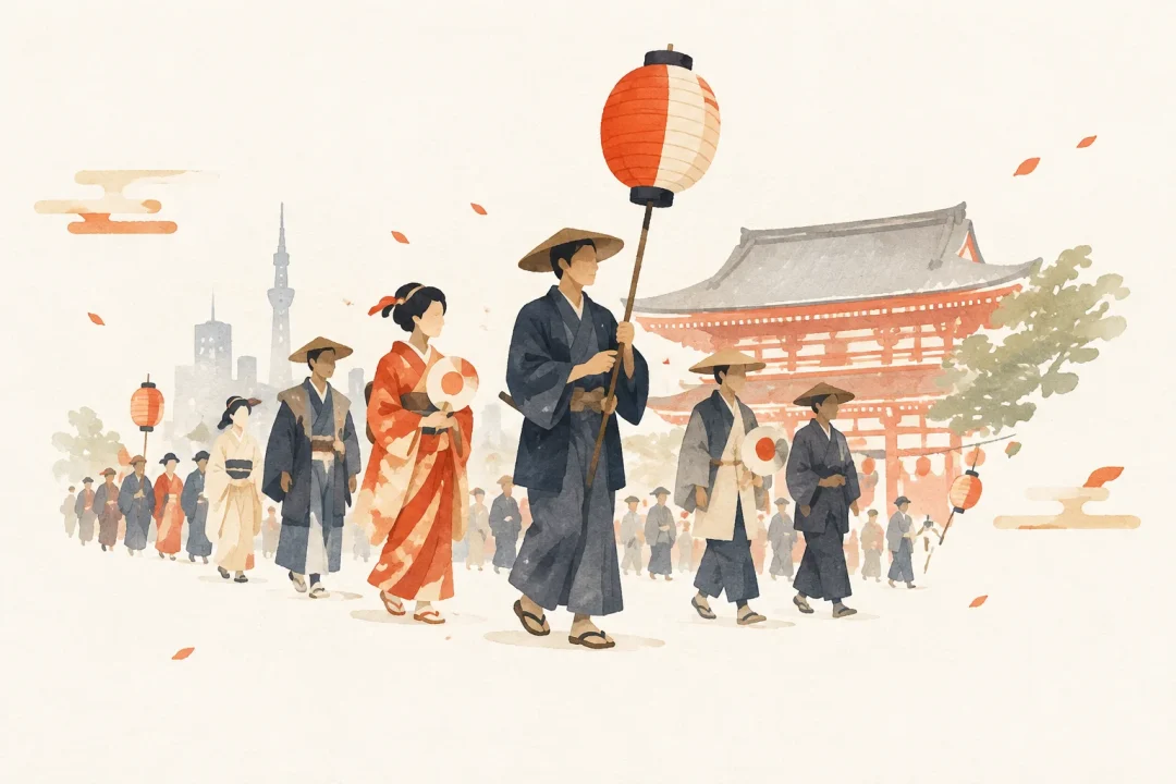 東京時代まつりをテーマにした祭りのイメージ