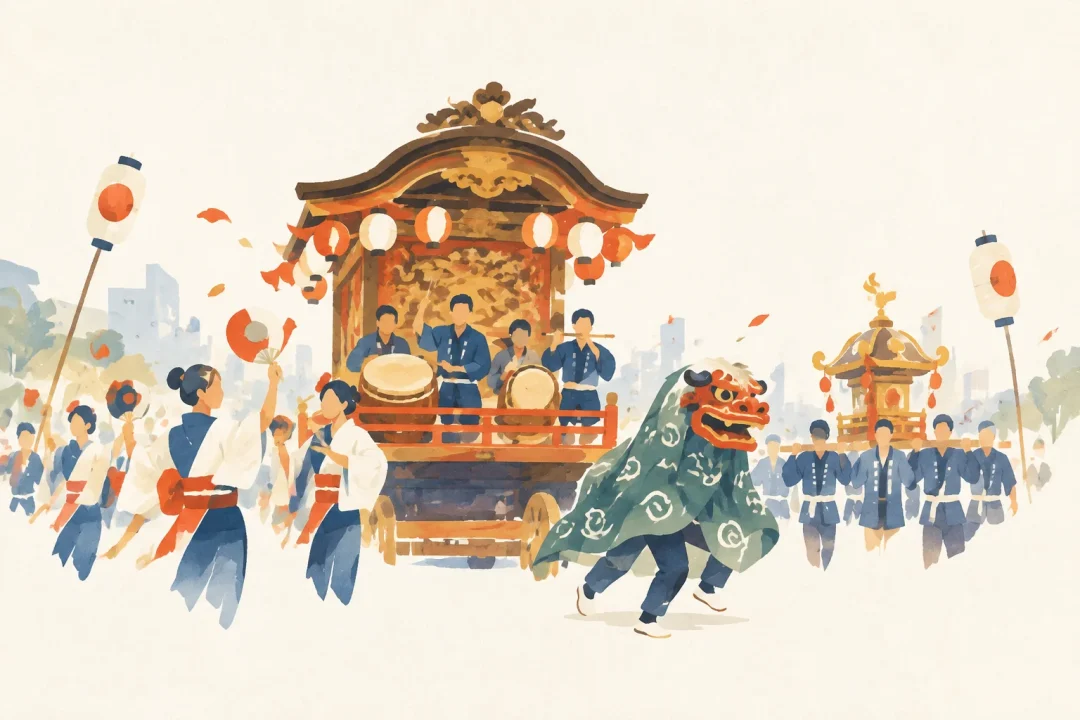 八王子まつりをテーマにした祭りのイメージ