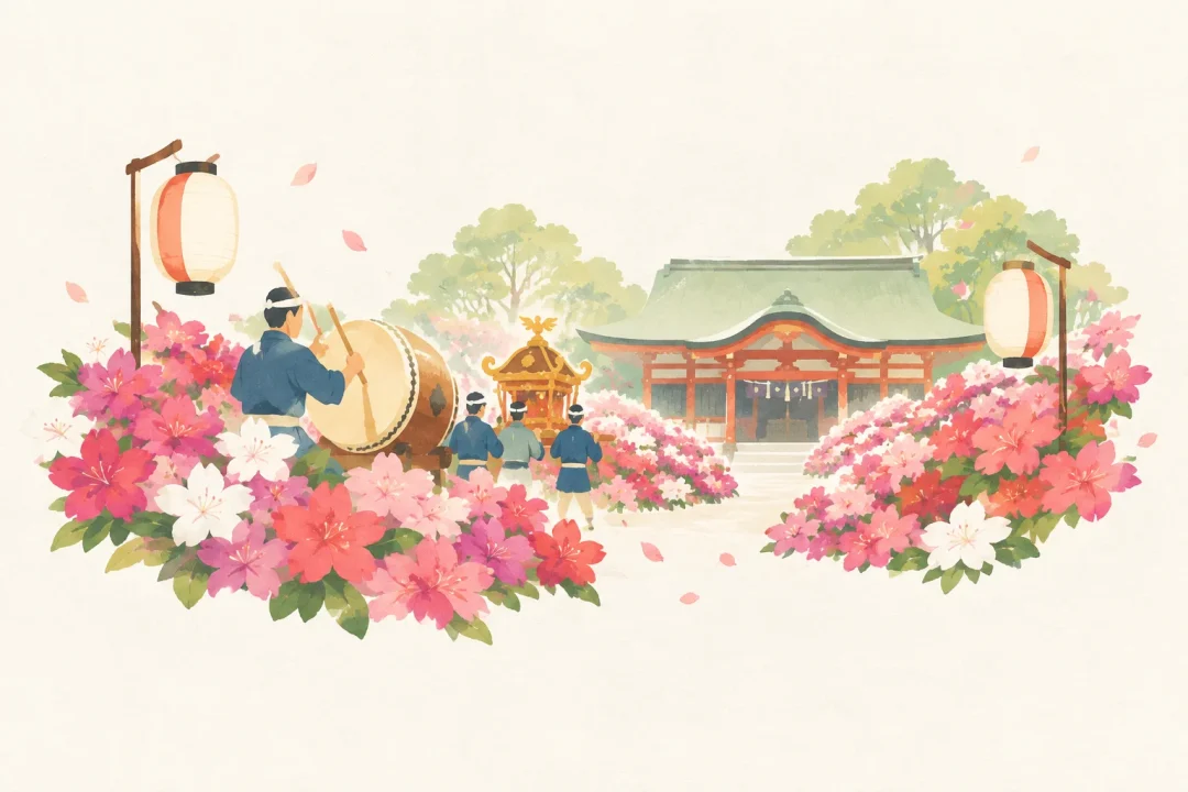 文京つつじまつりをテーマにした祭りのイメージ