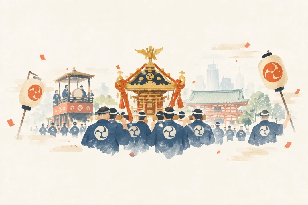 神田祭をテーマにした祭りのイメージ
