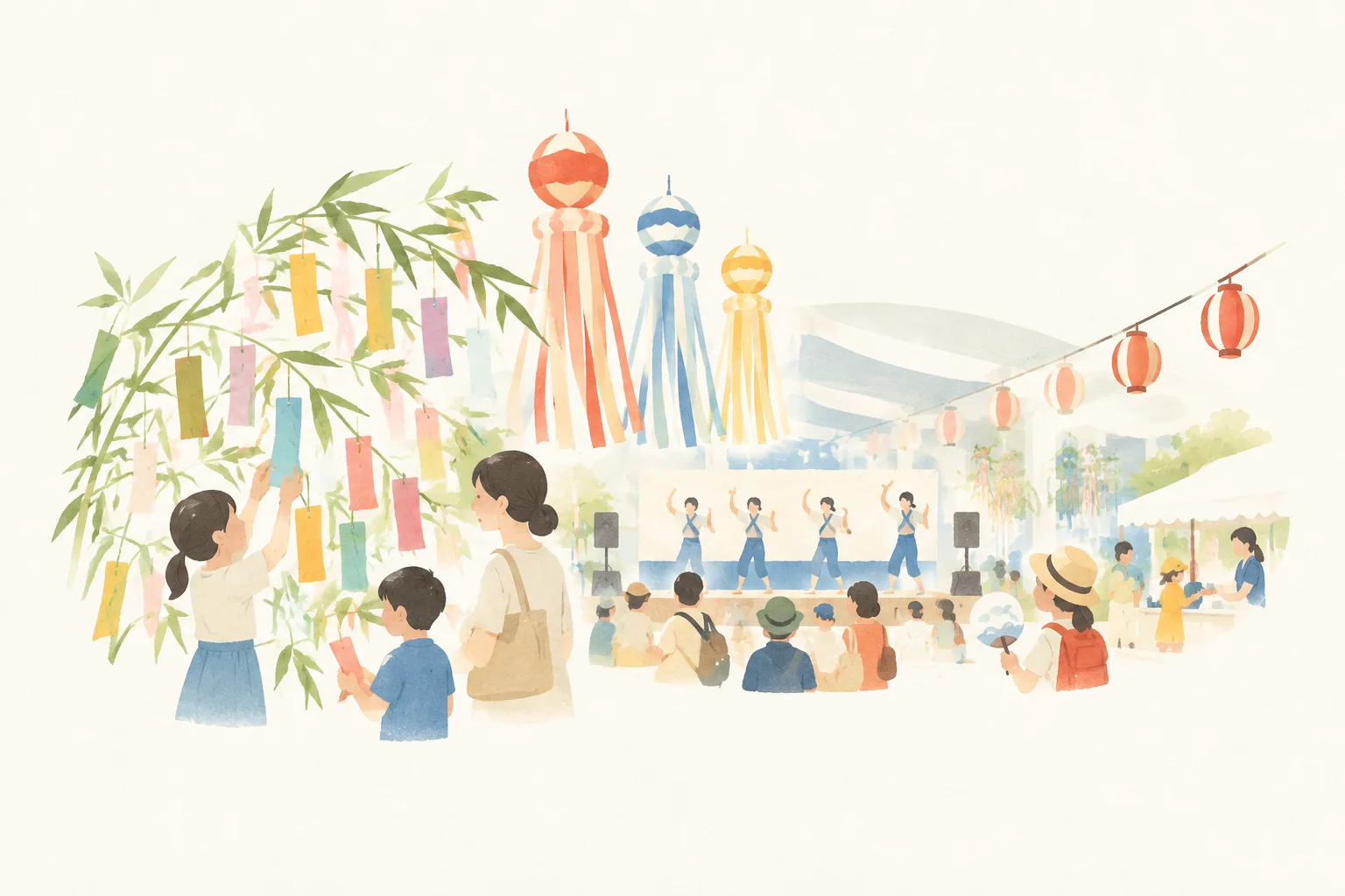 An image of a festival themed around the Shonandai Tanabata Festival