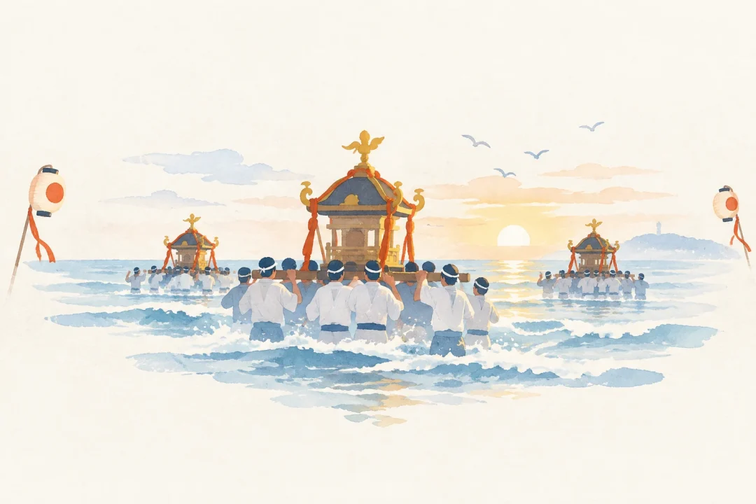 浜降祭をテーマにした祭りのイメージ