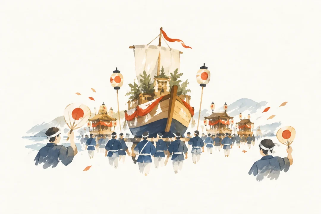 岩船大祭をテーマにした祭りのイメージ
