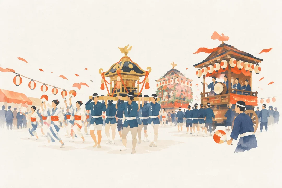 中条祭りをテーマにした祭りのイメージ