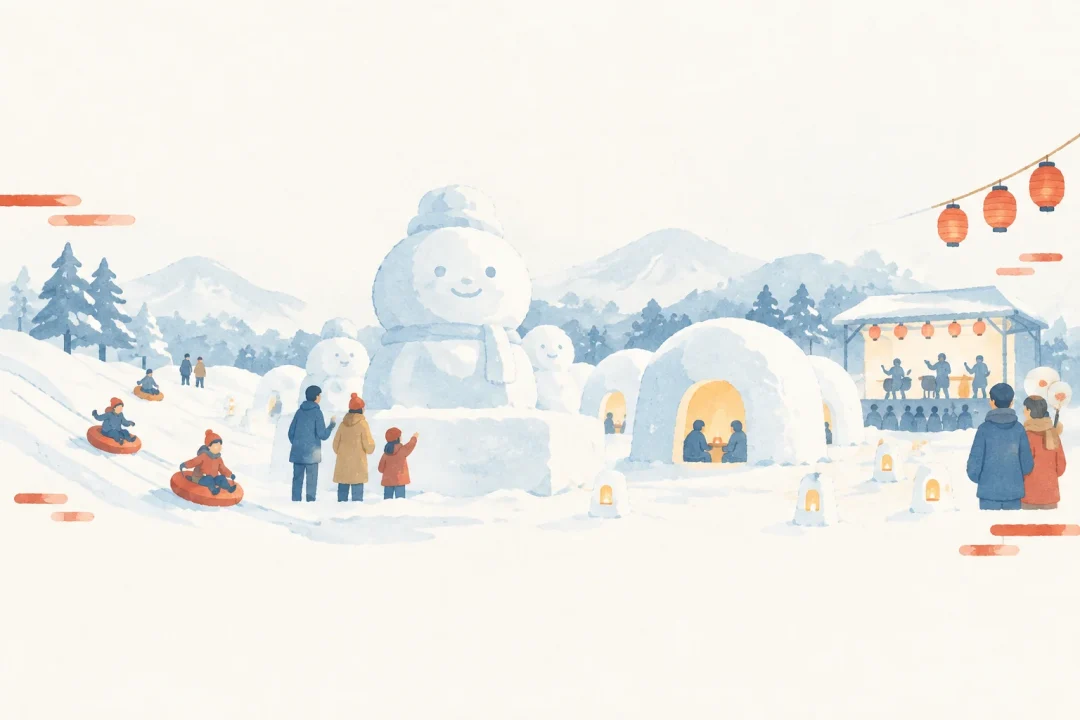 南魚沼市雪まつりをテーマにした祭りのイメージ