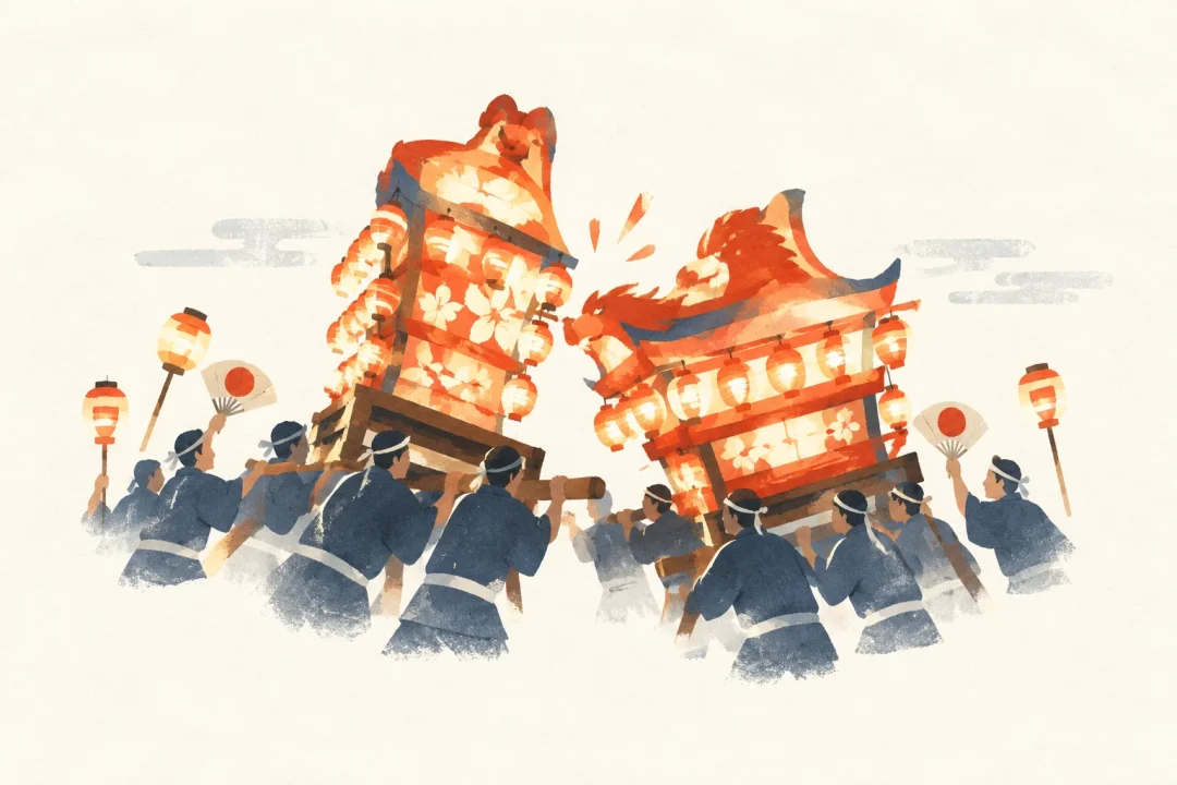 五鹿屋夜高祭をテーマにした祭りのイメージ