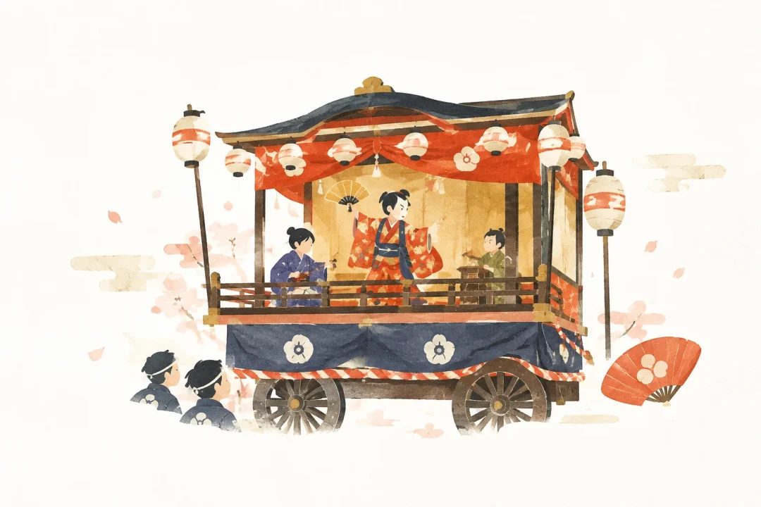 出町子供歌舞伎曳山祭をテーマにした祭りのイメージ