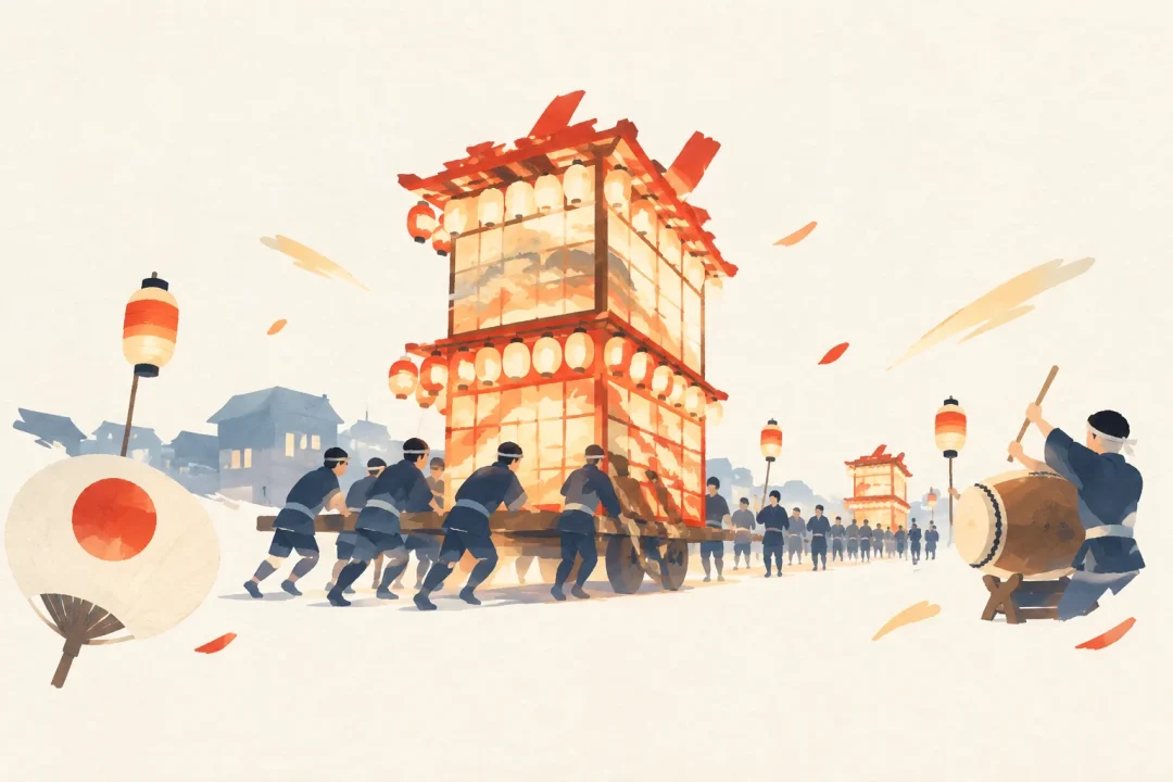 福野夜高祭をテーマにした祭りのイメージ