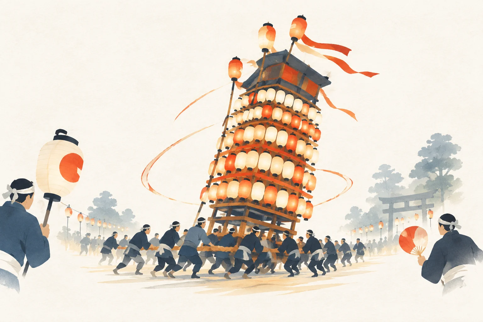 たてもん祭りをテーマにした祭りのイメージ
