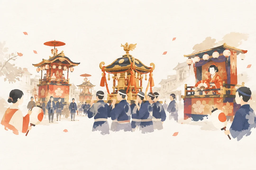お旅まつりをテーマにした祭りのイメージ