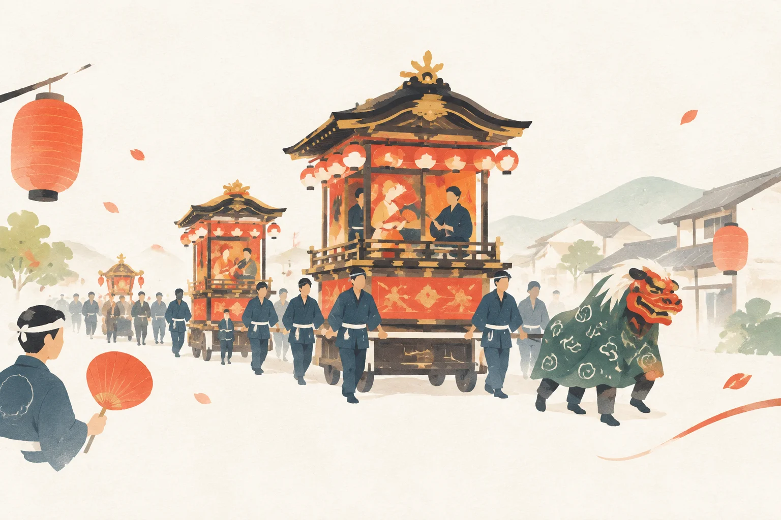 An illustration of the Jōhana Hikiyama Festival