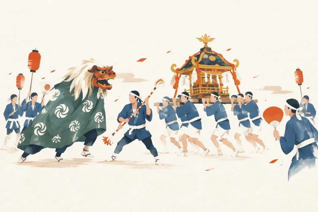 小濱神社秋季祭礼をテーマにした祭りのイメージ