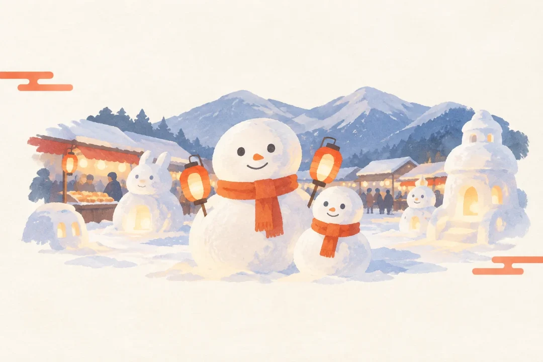 雪だるま祭りをテーマにした祭りのイメージ