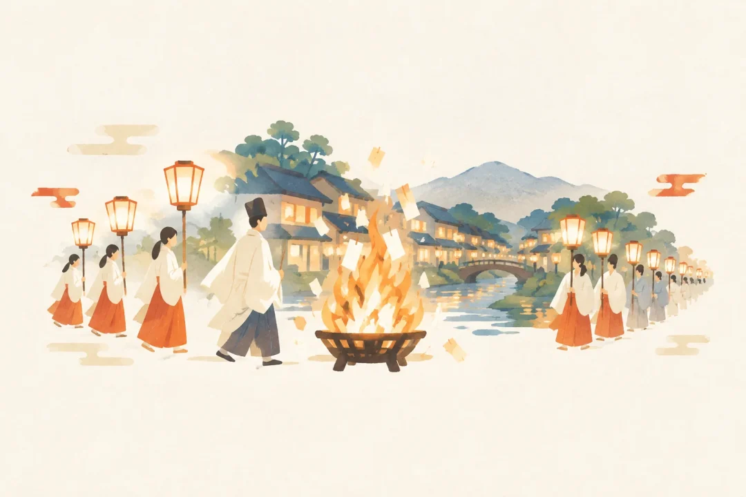湯涌ぼんぼり祭りをテーマにした祭りのイメージ