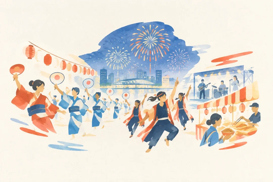 福井フェニックスまつりをテーマにした祭りのイメージ