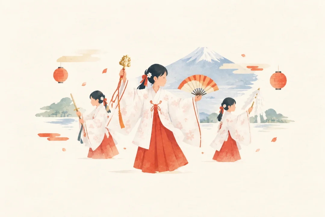 河口の稚児舞をテーマにした祭りのイメージ
