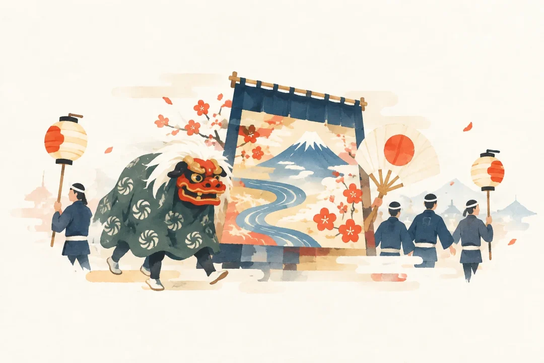 甲府道祖神祭礼をテーマにした祭りのイメージ