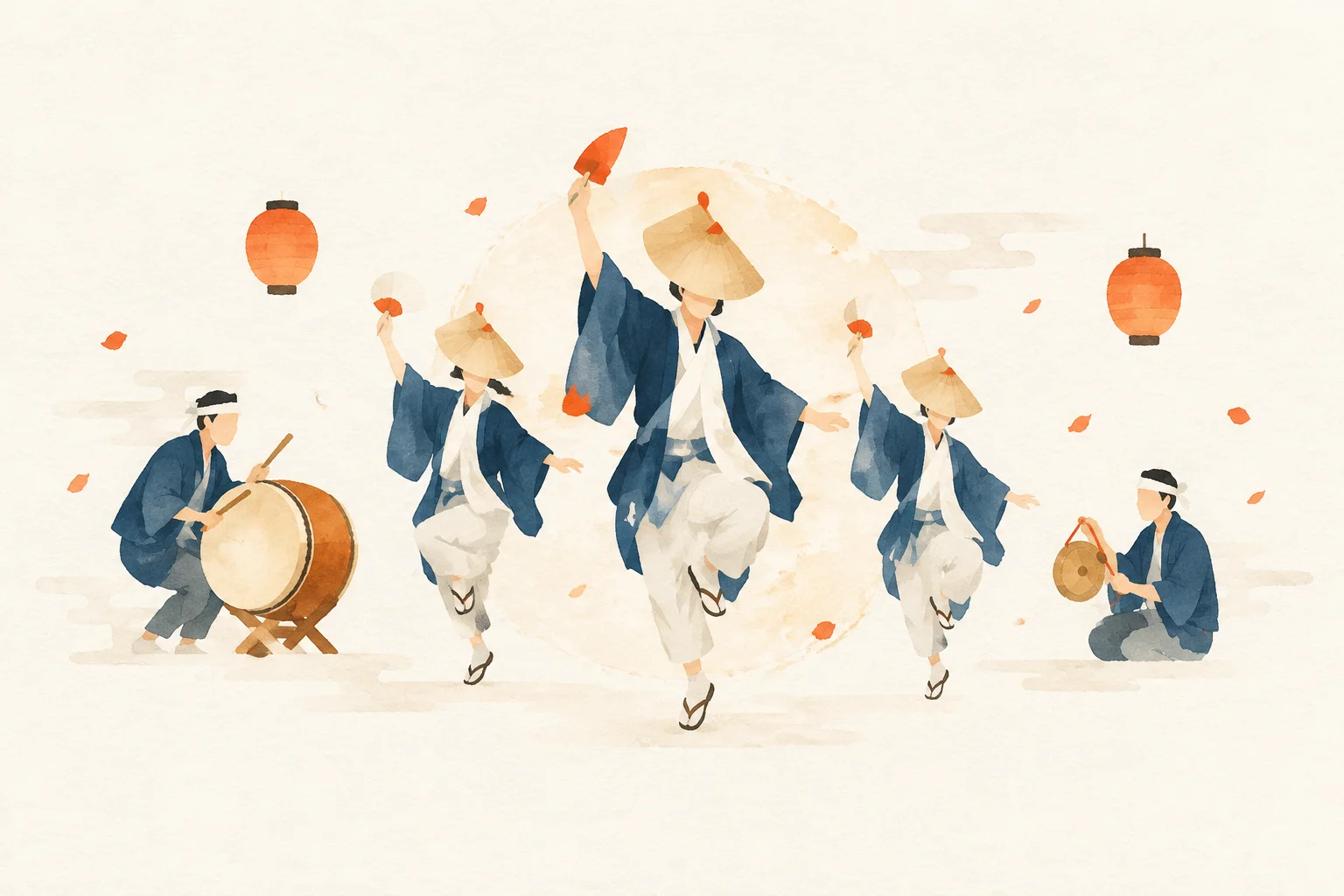 An illustration of a festival themed around Atobe Odori Nenbutsu