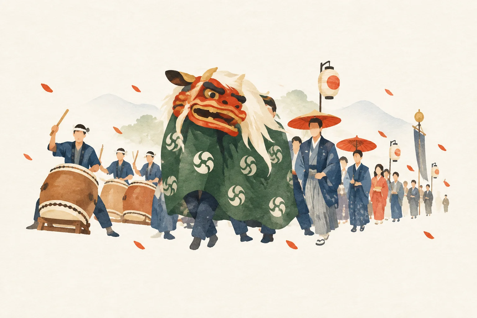 お練り祭りをテーマにした祭りのイメージ