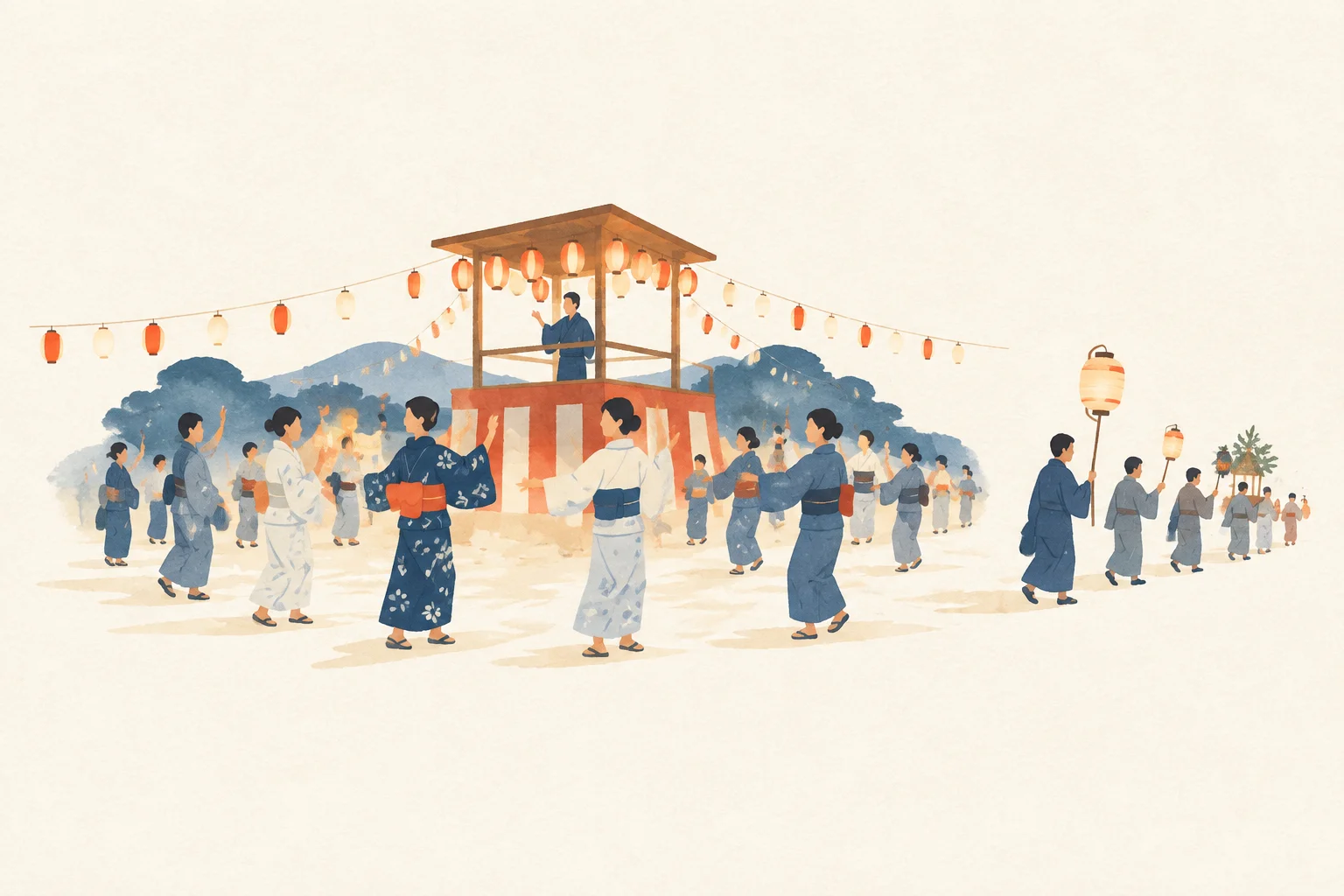 新野の盆踊りをテーマにした祭りのイメージ