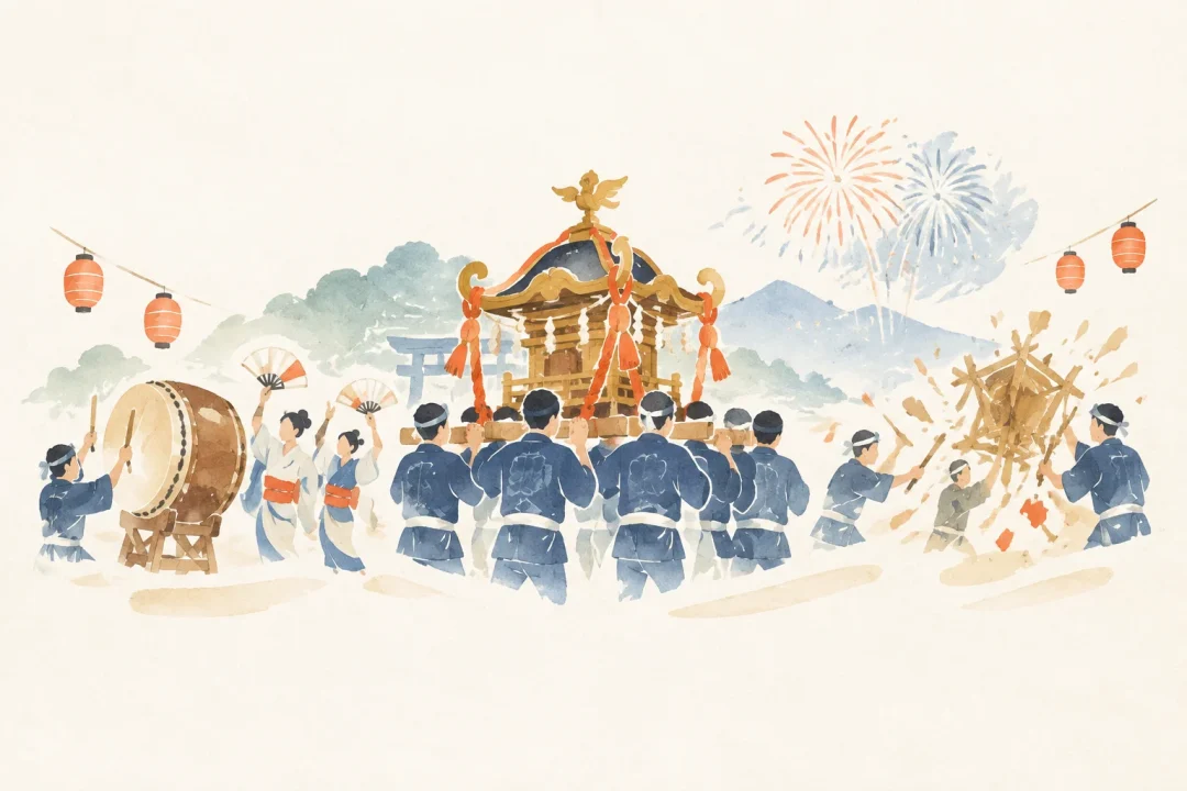 宮田祇園祭をテーマにした祭りのイメージ