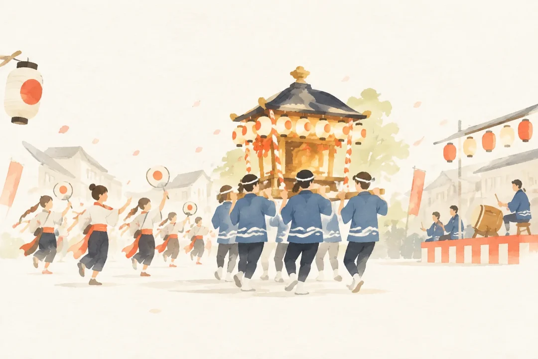 関まつりをテーマにした祭りのイメージ