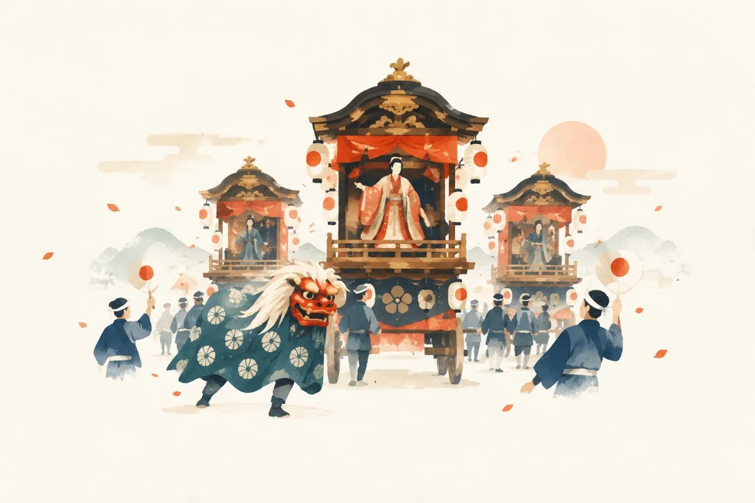 高田祭をテーマにした祭りのイメージ