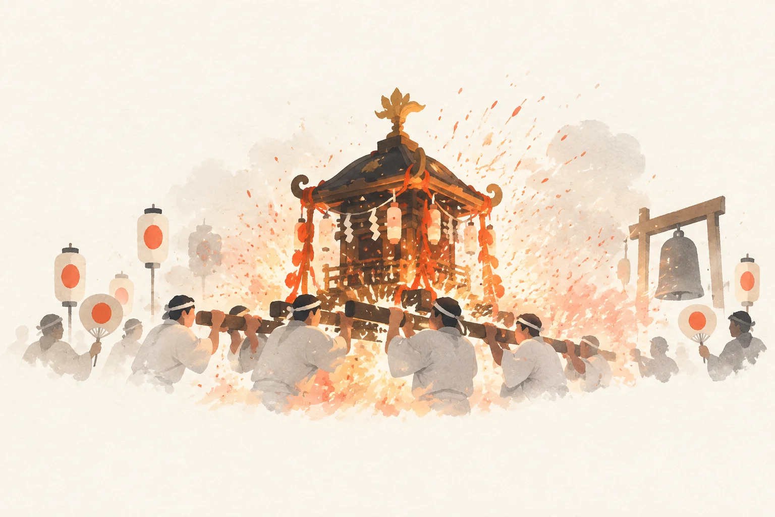 手力の火祭をテーマにした祭りのイメージ