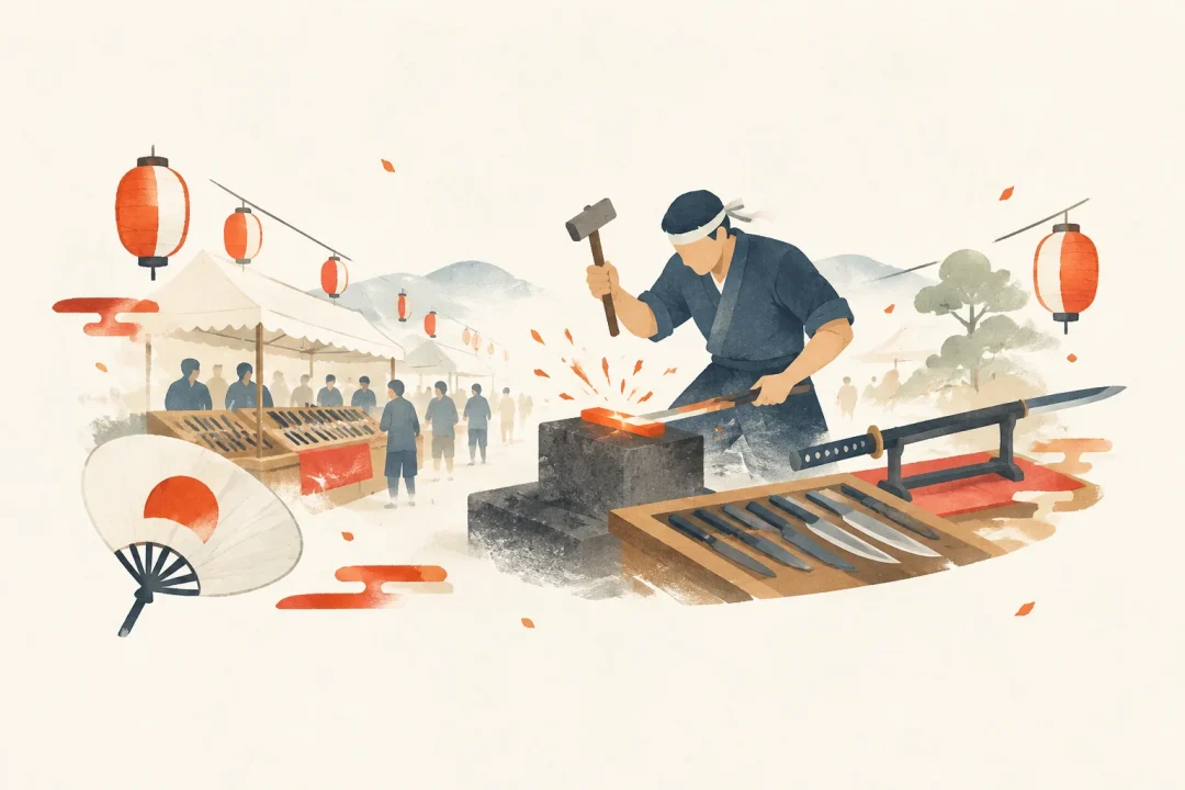 刃物まつりをテーマにした祭りのイメージ