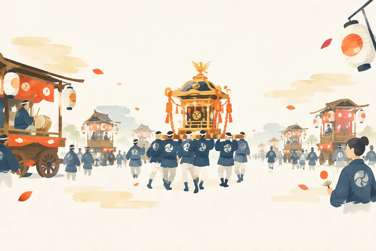 Illustration of a festival inspired by the Enshu Yokosuka Mikuma Shrine Grand Festival
