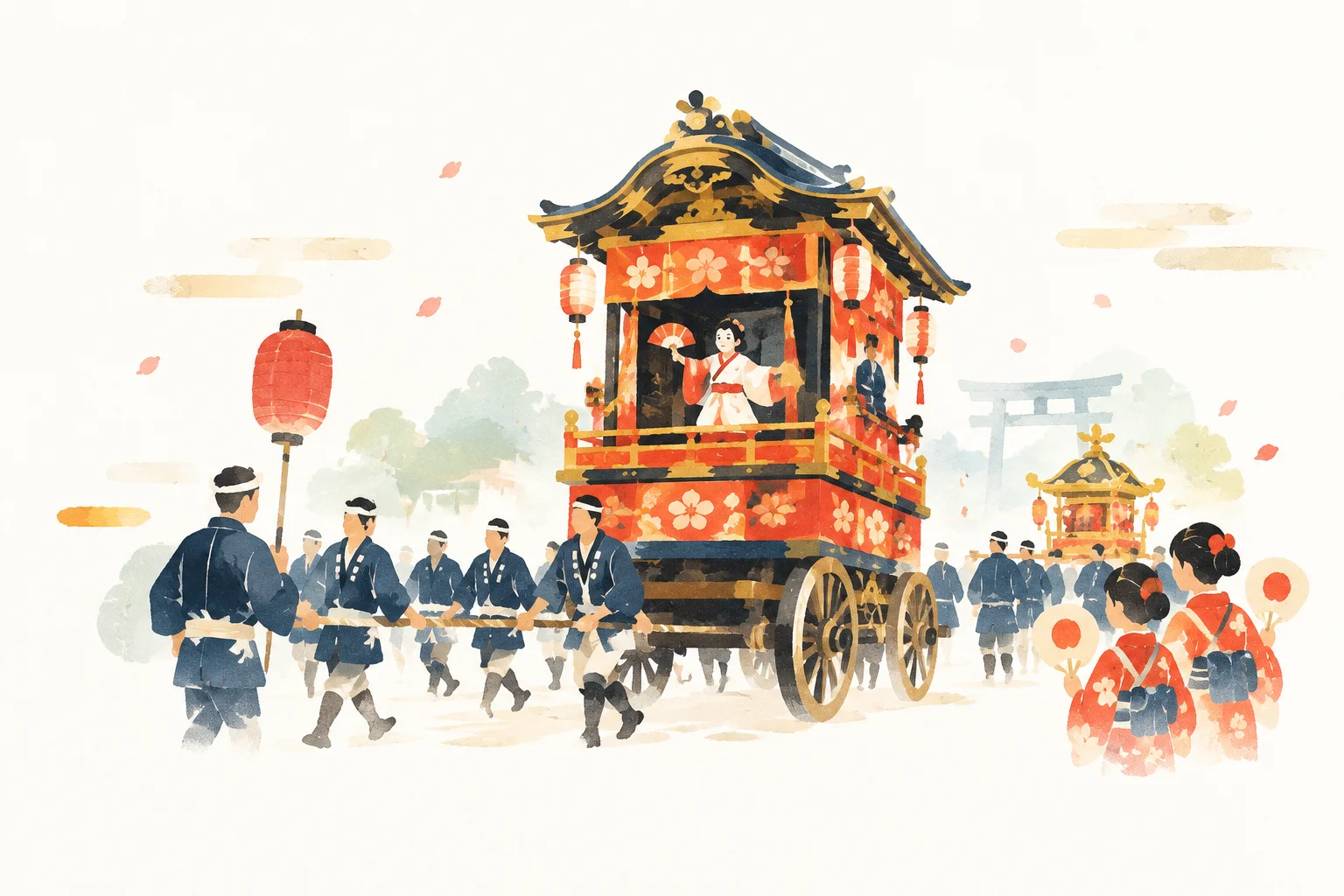 A festival-themed illustration of the Nagahama Hikiyama Festival